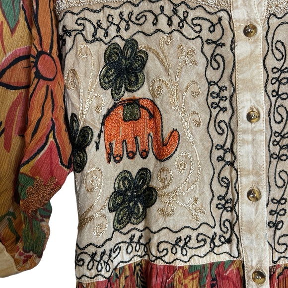 Twilion Floral Embroidered Bohemian Maxi Dress Multicolor Size 11 - Picture 6 of 12